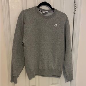 Champion Gray Crewneck Sweater with Ribbed Cuffs